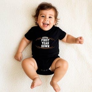Personalized First Year Down Birthday Football Uniform Jersey Outfit Banner Leg Warmers Set 1st Year Down One Year Down