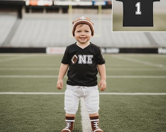 Baby 1st Birthday Football Outfit – “ONE" Black Jersey & Available Accessories Set