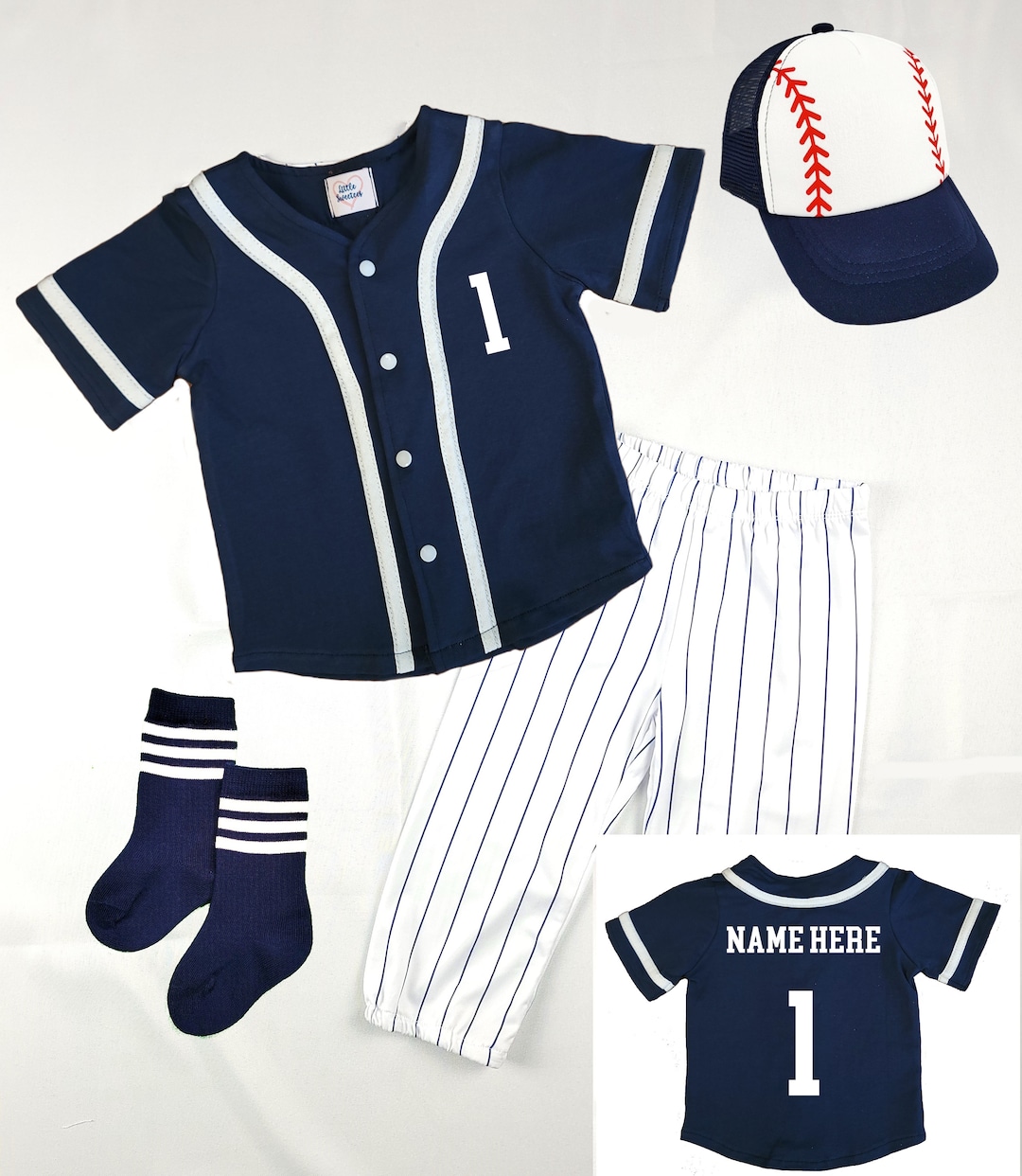 Custom Baseball Jersey Navy Blue Baseball Uniform Choose Name & Number