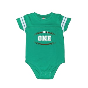 Personalized Football Cake Smash Outfit | Stripe Sleeve Bodysuit First Year Down | Football 1st Birthday ONE Jersey Pants Accessories
