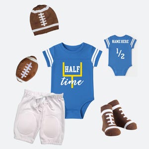 Boys Half 6 Month Birthday Football Outfit: Personalized Jersey Bodysuit Half Time