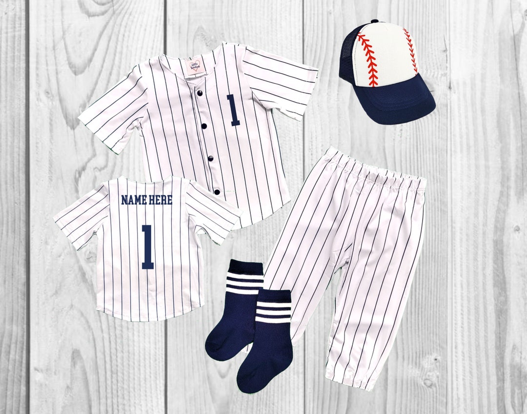Custom Baseball Jersey Navy Blue Pinstripe Baseball Uniform Etsy