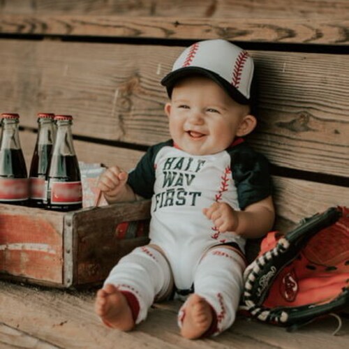 Boys Half Birthday Personalized Baseball Boys Navy Blue Outfit Etsy