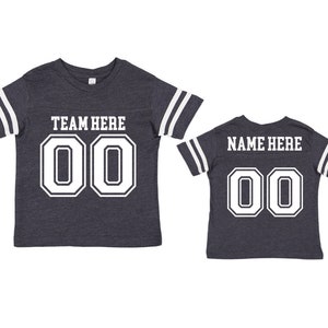 Personalized Football Jersey Dark Grey Toddler Custom Tshirt Choose Team Name Number