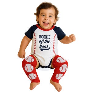 Rookie Of The Year Personalized First Birthday Baseball Custom Bodysuit Jersey Outfit