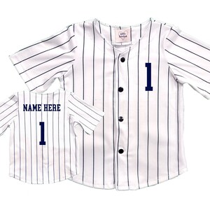 Custom Baseball Jersey | Navy Pinstripes | Photo Prop | Baby Baseball Jersey | Pinstripe Baseball Jersey