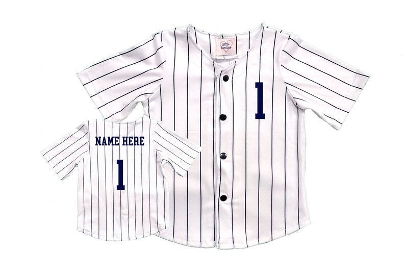 Custom Baseball Jersey Navy Pinstripes Photo Prop Baby Etsy