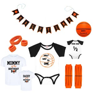 Half Way To One Personalized Basketball Birthday Uniform Jersey 1/2 Way To First