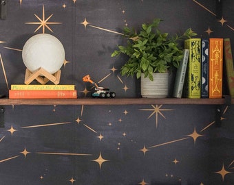 Constellation Wall Mural | Starry Night Removable Peel & Stick Wallpapers | Space Wallcovering | Kid's Room Interior | Night Sky Wallpaper
