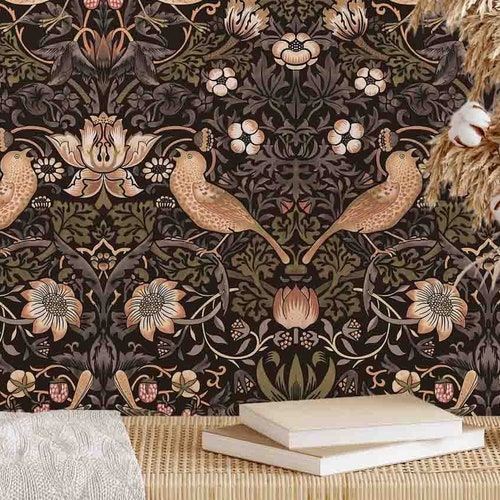 Peel & Stick Wallpaper William Morris Strawberry Thief - Etsy