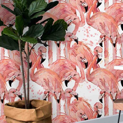 Horace Flamingo Pink Wallpaper Etsy