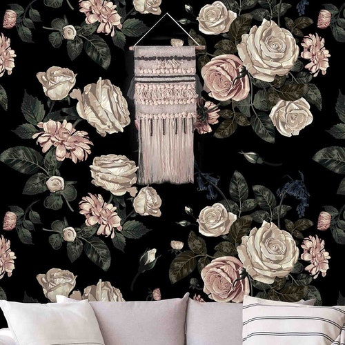 3D White Floral Selfadhesive Wallpaper Mural Peel and Stick Etsy