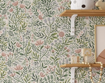 Carta da parati autoadesiva con motivo floreale - Rivestimento murale rimovibile autoadesivo - Murales con texture in tessuto e tela leggera di Green Planet