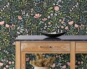 Carta da parati autoadesiva con motivo floreale - Rivestimento murale rimovibile autoadesivo - Murales con texture in tessuto e tela leggera di Green Planet