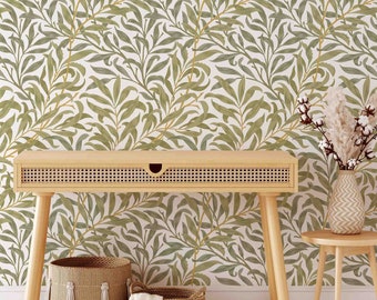 Peel & Stick Wallpaper - William Morris Willow Bough Pattern - Removable Pre-pasted Wallcovering - Wall Murals by GP