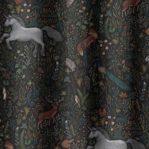 Broceliande Enchanted Forest Fabric by the Yard - Pattern Fabric for Home Projects, Clothing, Upholstery, Curtains - by Green Planet Print