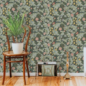 Peel & Stick Wallpaper - William Morris Inspired Leicester Pattern - Removable Wallcovering - Floral Wall Murals by Green Planet Home Décor