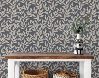 Peel & Stick Wallpaper - Trailing Leaves Pattern - Removable Pre-pasted - Unpasted Wallcovering - Nature Wall Murals by Green Planet Home