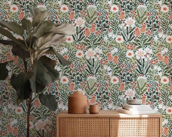 Carta da parati autoadesiva con motivo floreale - Rivestimento murale rimovibile - Murales floreali con texture effetto tela intrecciata di Green Planet