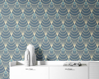 Removable Peel & Stick Wallpaper - Festival Art Deco Pattern - Self Adhesive Wallcoverings - Pre-pasted - Unpasted Materials by GP