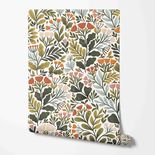 Floral Pattern - Peel & Stick Wallpaper - Self-Adhesive Removable Wallcovering - Pre-pasted - Unpasted Materials - Flowering Meadow