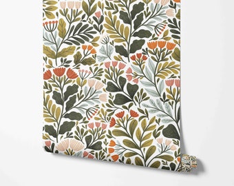 Floral Pattern - Peel & Stick Wallpaper - Self-Adhesive Removable Wallcovering - Pre-pasted - Unpasted Materials - Flowering Meadow