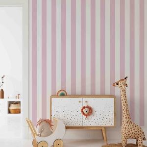 Pink Stripe Pattern Wallpaper | Peel & Stick | Pre-pasted | Unpasted Materials | Striped Geometric Wallcoverings by Green Planet Print
