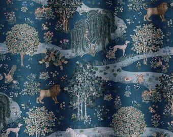 William Morris Owl and Willow Indigo Fabric by the Yard - Pattern Fabric for Home Projects, Upholstery, Curtains - by Green Planet Print