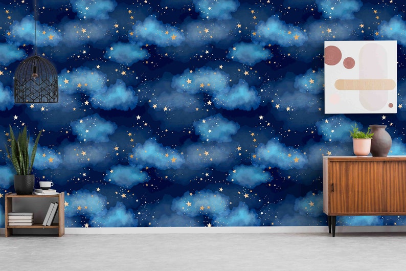 Starry Night Sky Removable Self Adhesive Mural Wallpaper Etsy