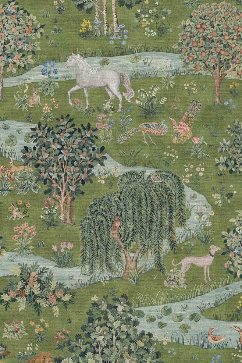 William Morris Owl and Willow Fabric by the Yard - Pattern Fabric for Home Projects, Clothing, Upholstery, Curtains - by Green Planet Print image 3