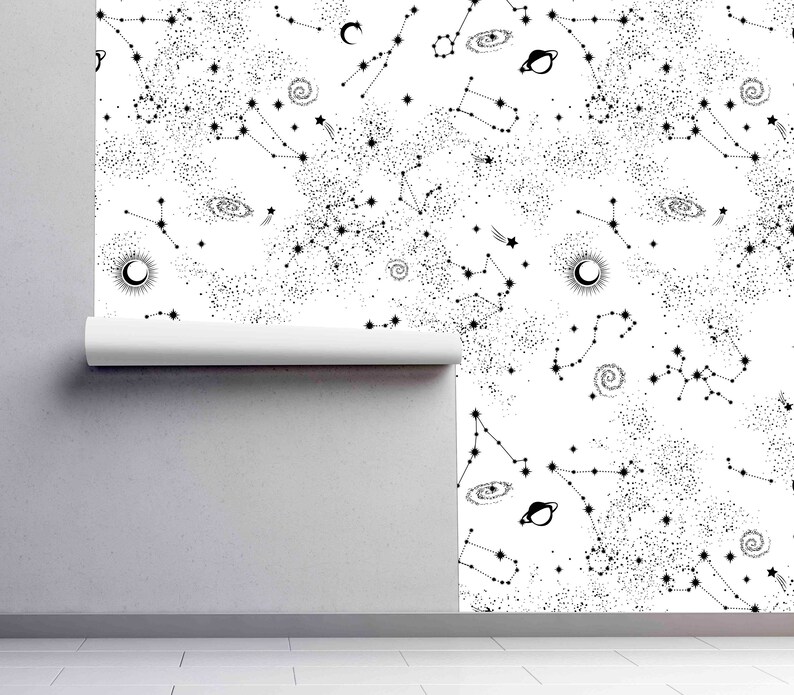 Removable Self Adhesive Mural Wallpaper Black Etsy