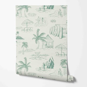 Peel & Stick Wallpaper - Playa Vista Pattern - Pre-pasted and Unpasted Wallcovering - Removable Beach Life  Wall Mural by Green Planet