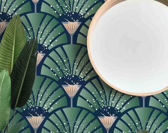 Scallops & Champagne Wallpaper - Removable Peel and Stick Wallcovering - Pre-pasted - Modern Botanical and Floral Wall Murals by GP