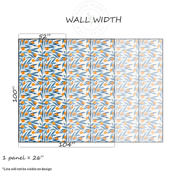 Orange And Blue Wallpaper Removable Peel Stick Wall Mural Etsy