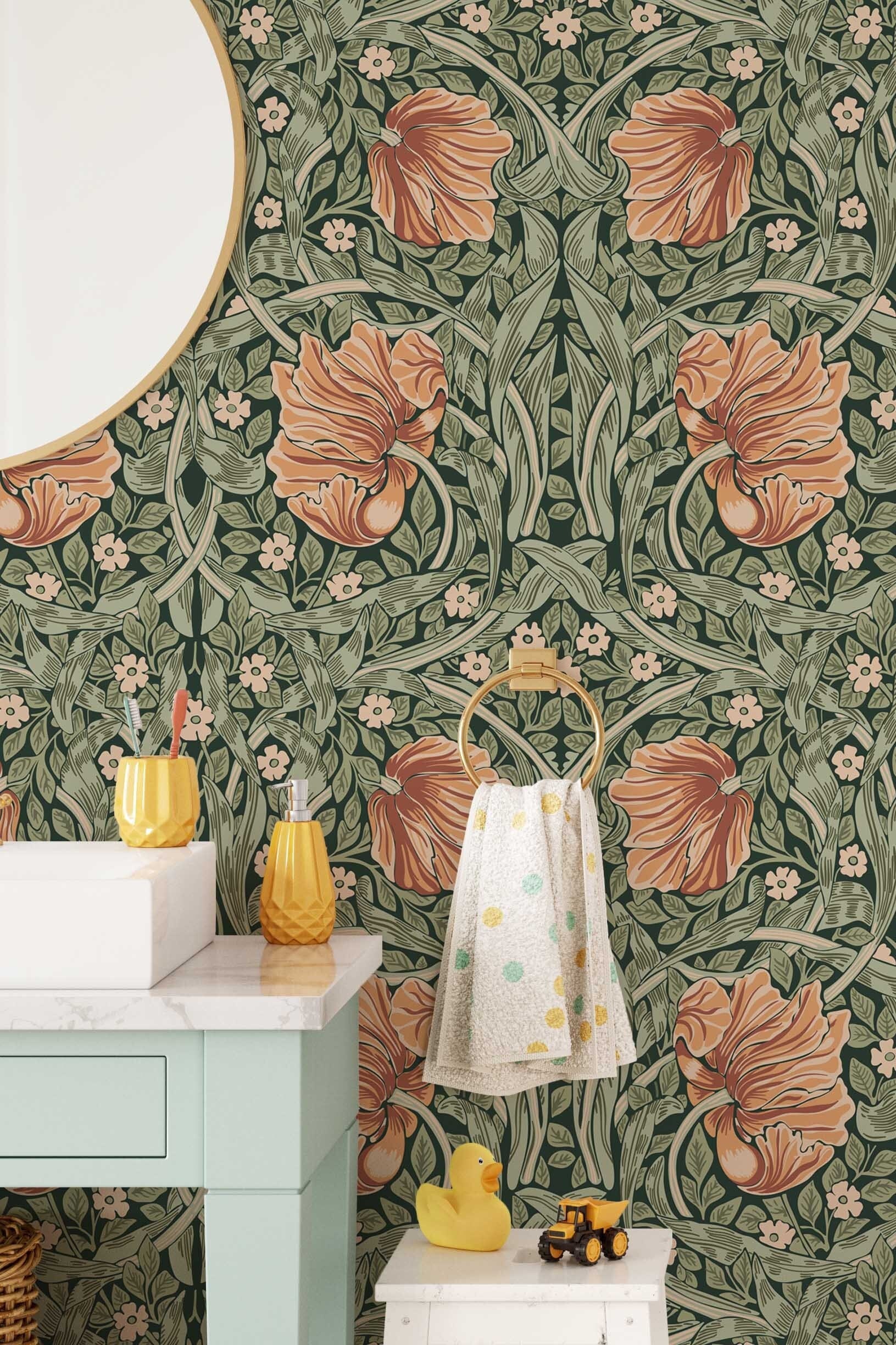 Peel & Stick Wallpaper William Morris Pimpernel Pattern - Etsy Peel & Stick Wallpaper William Morris Pimpernel Pattern - Etsy
