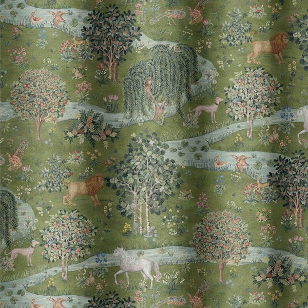William Morris Owl and Willow Fabric by the Yard - Pattern Fabric for Home Projects, Clothing, Upholstery, Curtains - by Green Planet Print