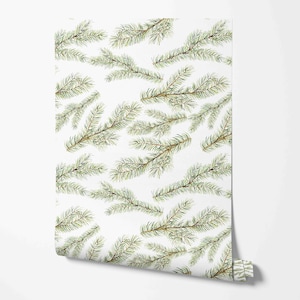 Fluffy Pine Branches Pattern Wallcovering - Removable Self Adhesive Peel & Stick Wallcovering - Pre-pasted, Unpasted Wall Mural by GP