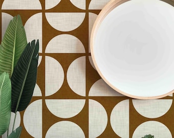 Papel tapiz con diseño geométrico moderno de mediados de siglo, textura retro, despegable y adherible, con o sin pegamento, de Green Planet.