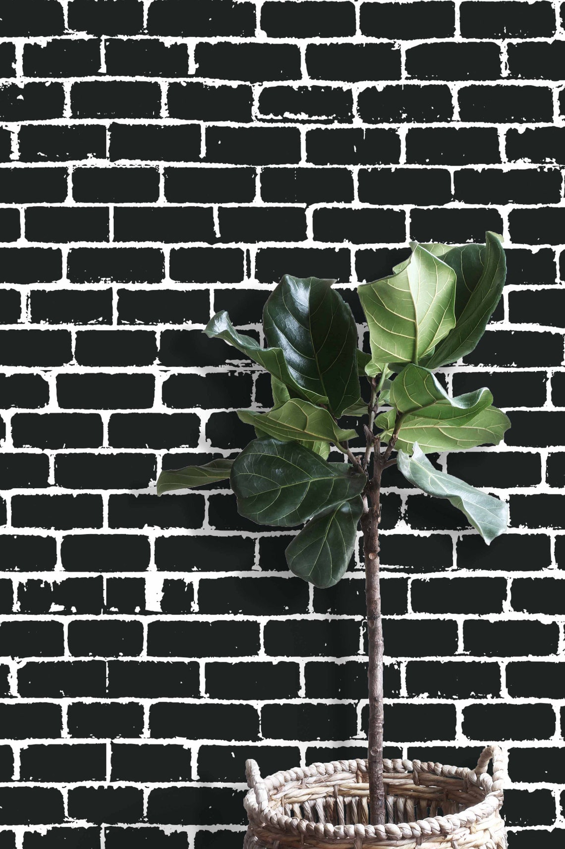 Black Brick Pattern Wallpaper Peel and Stick and Pre-pasted | Etsy