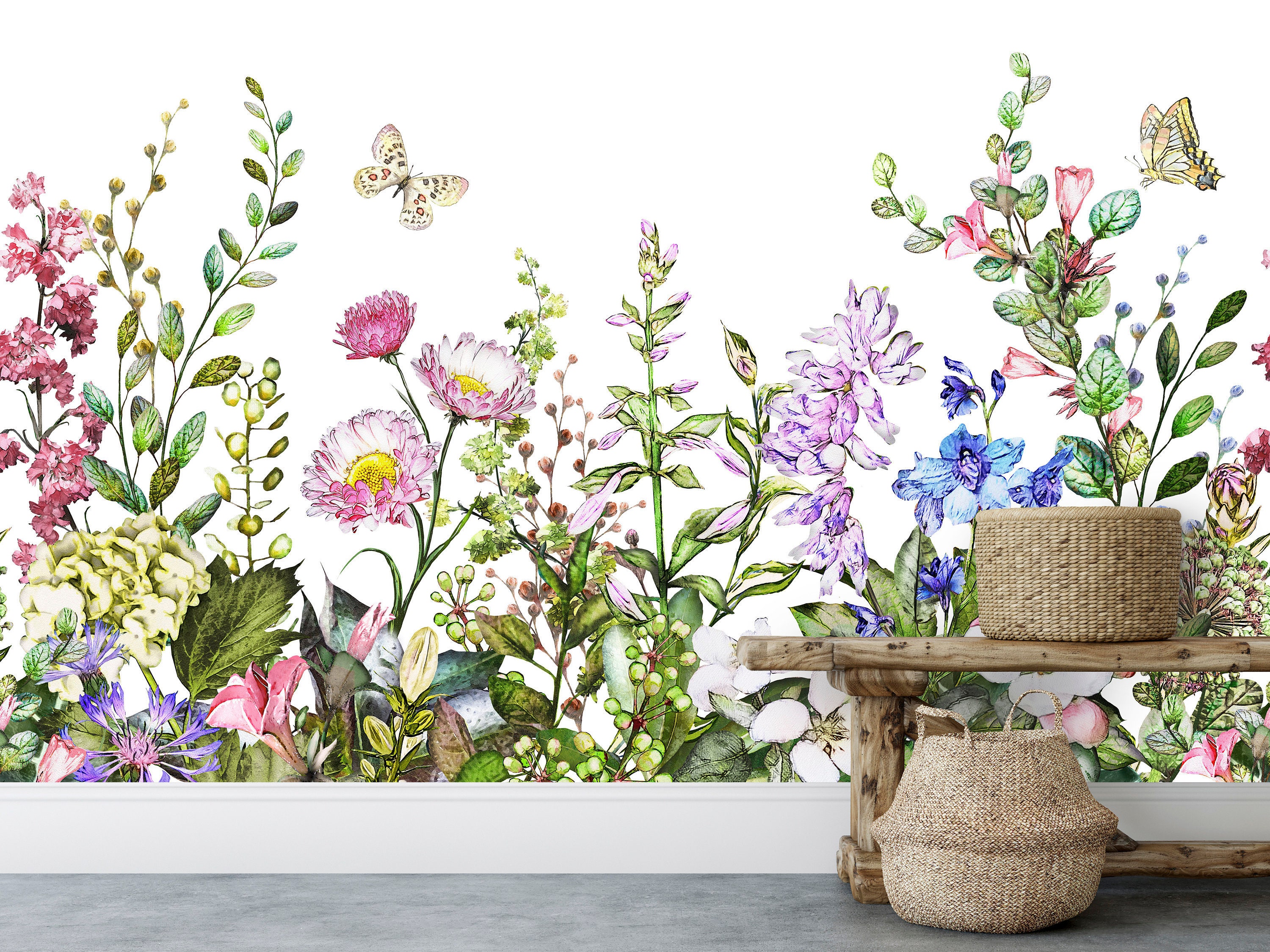 Spring Flowers Removable Wall Mural Flower Mural Decor Etsy UK