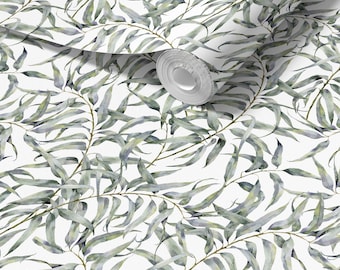 Behang met eucalyptuspatroon | Schil en plak | Voorgelijmd | Niet-geplakte materialen | Wandbekleding gebladerte en groen van Green Planet