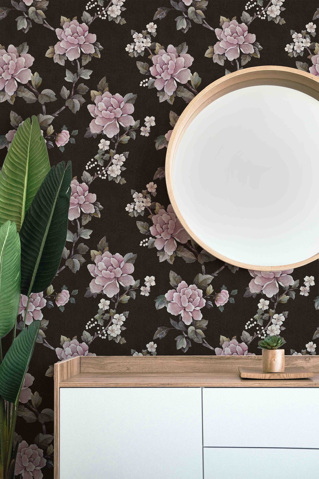 Pink Peony Flower Pattern Wallpaper | Peel & Stick | Pre-pasted ...