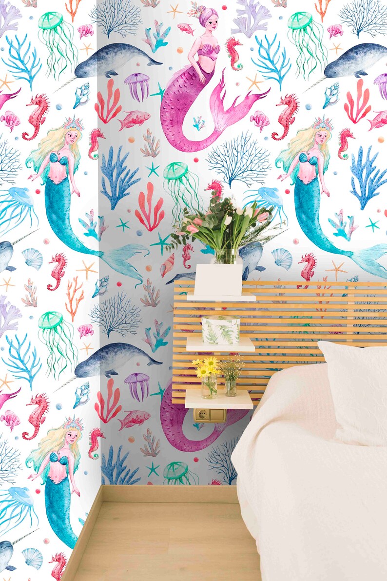 Mermaid's World Wallpaper Removable Self Adhesive Etsy
