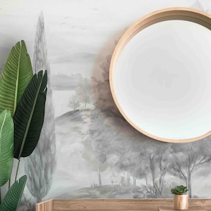 Papier peint forêt grise - papier peint autocollant - revêtement mural amovible auto-adhésif - préencollé - matériaux non collés - décoration d&#39;intérieur par GP