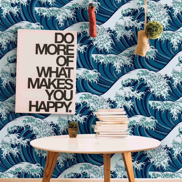 Japanese Wave Fabric Etsy