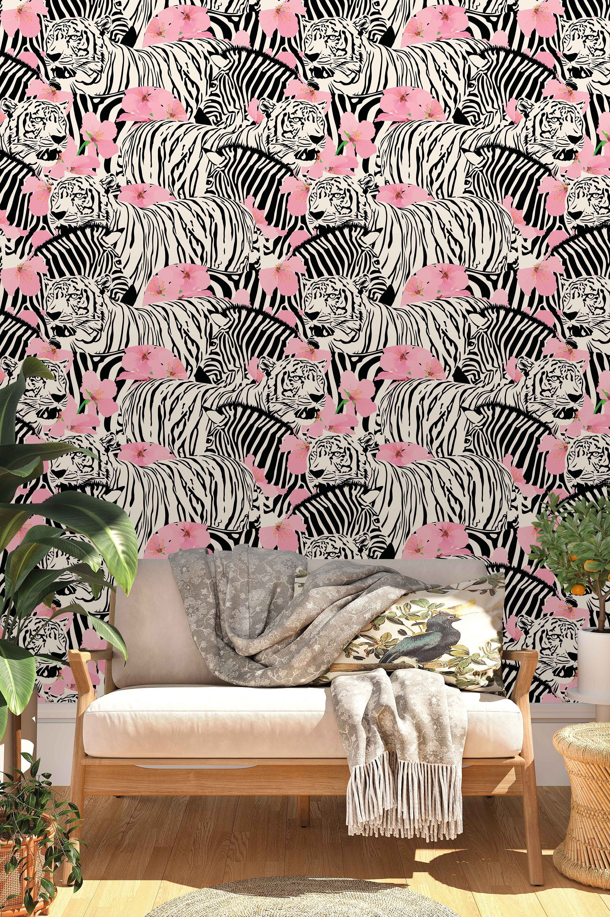Pink And Black Zebra Print Wallpaper