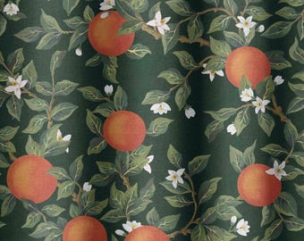 Orange Blossom Fabric by the Yard - Pattern Fabric for Home Projects, Clothing, Upholstery, Curtains - by Green Planet Print