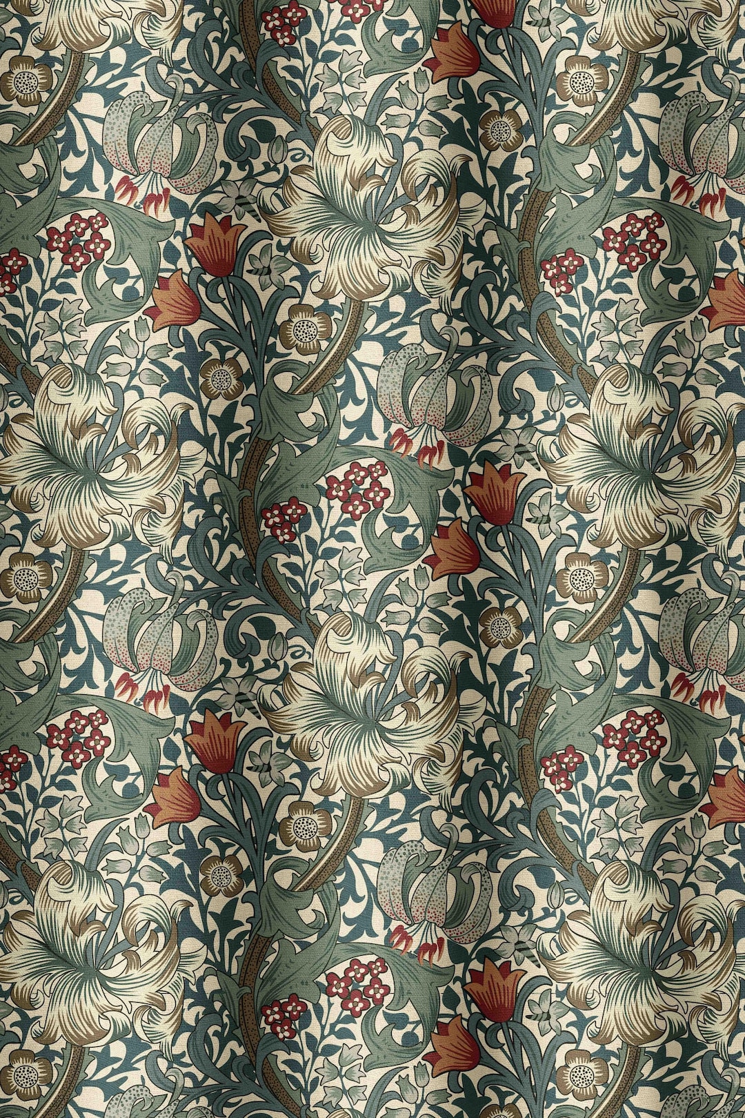 William Morris Golden Lily Fabric by the Yard - Pattern Fabric for Home ...
