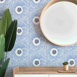 Floral Peel & Stick Wallpaper - Camellia Flowers Pattern - Removable Self Adhesive Wallcovering by Green Planet Print
