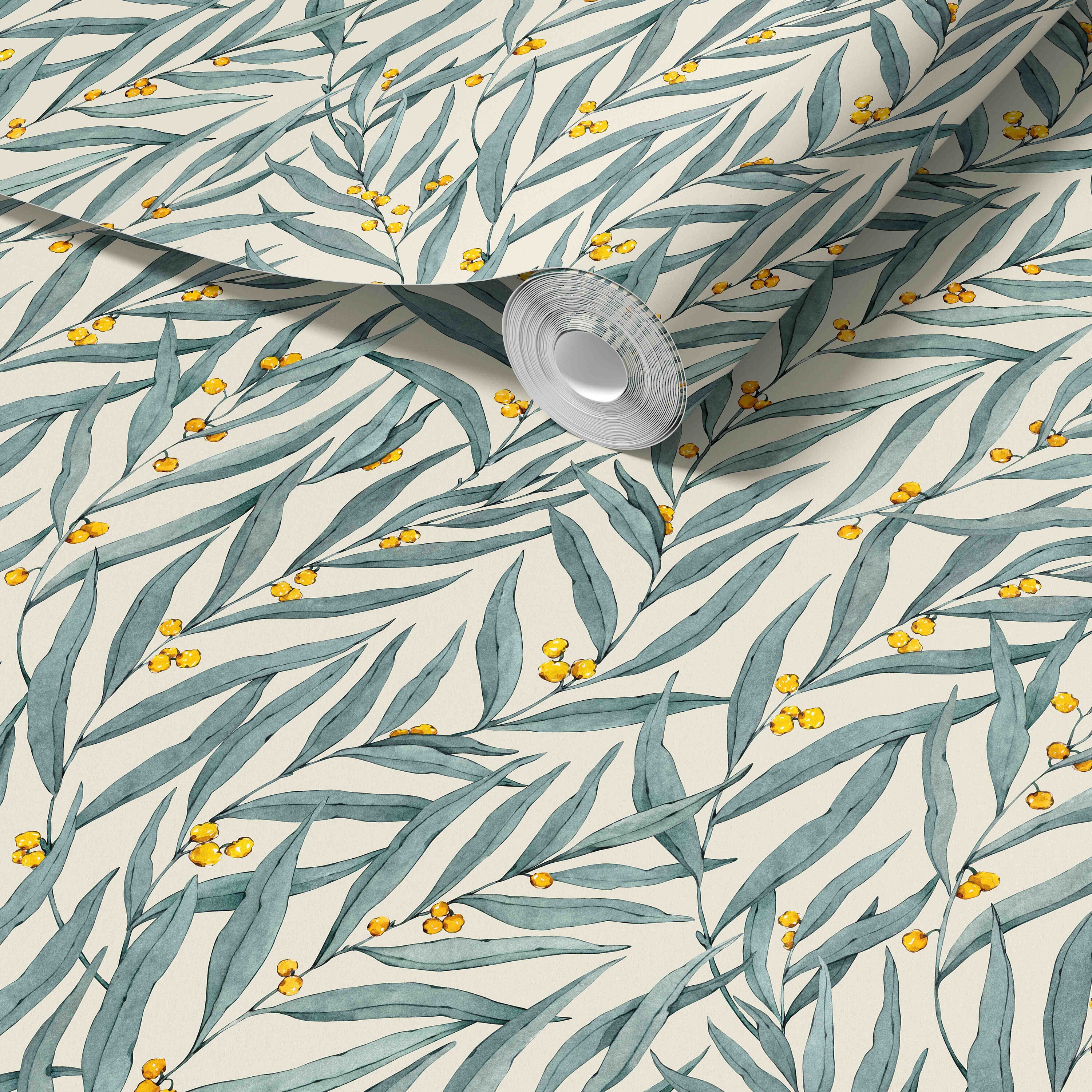 Wattle Pattern Raymond Vintage Wattle Foliage Pattern Wallcovering - Self-adhesive Removable ...